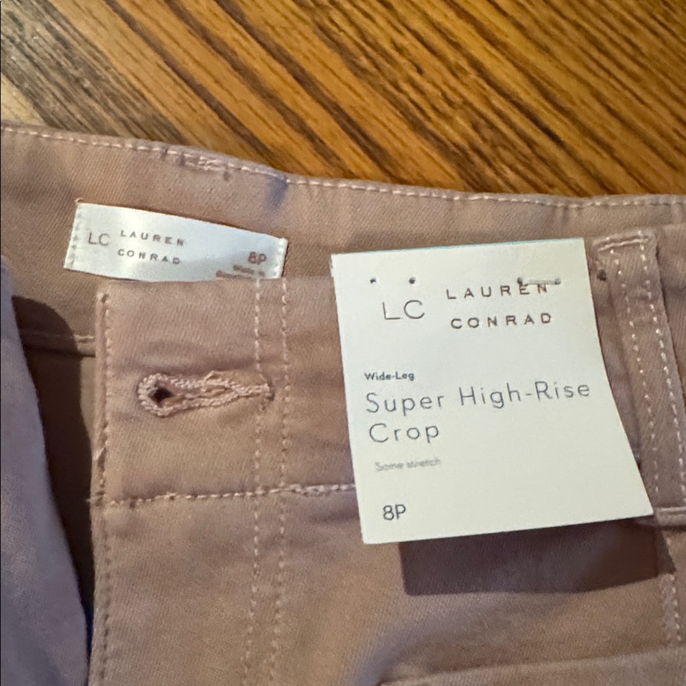 NWT LC Lauren Conrad dusty pink Wide-Leg Crop Pants - Picture 2 of 4